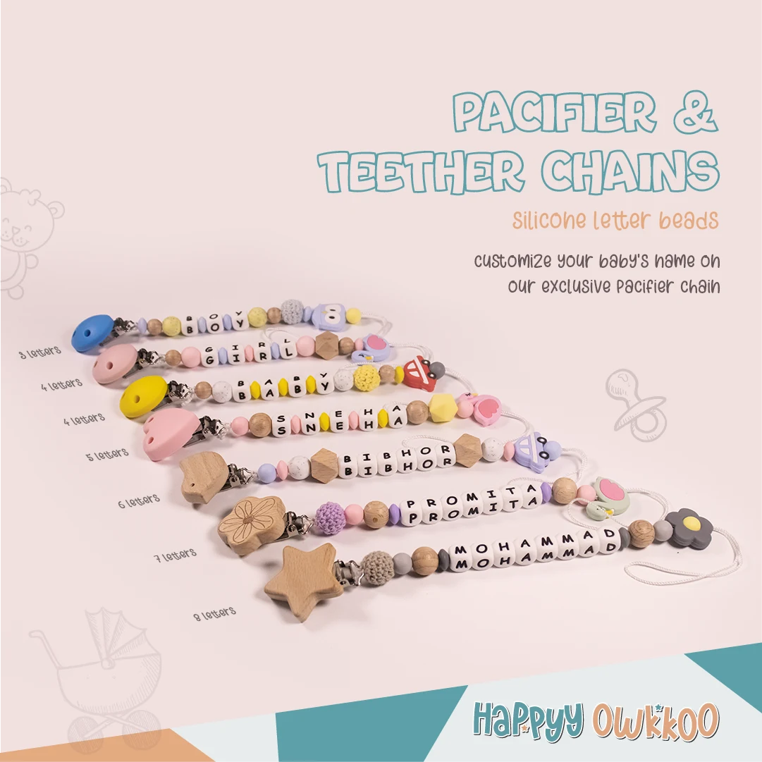 Baby Items, Silicone Products, Baby Chain, Pacifier, Teether, Chain, Pacifier Chain, Teether Chain, Wooden, Wooden Chain,